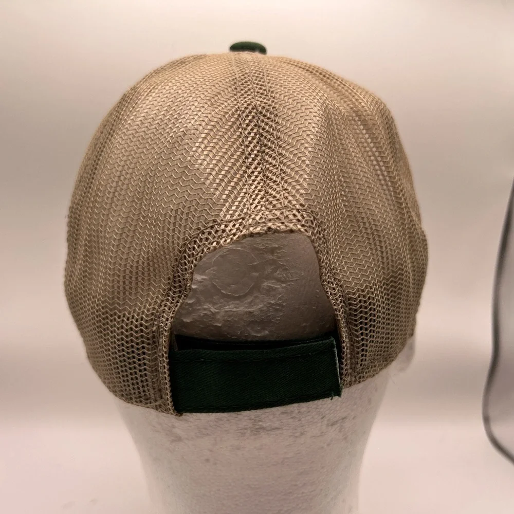 Ducks Unlimited Trucker Hat Green Tan Mesh Back Adjustable Hook Loop Strap Cap